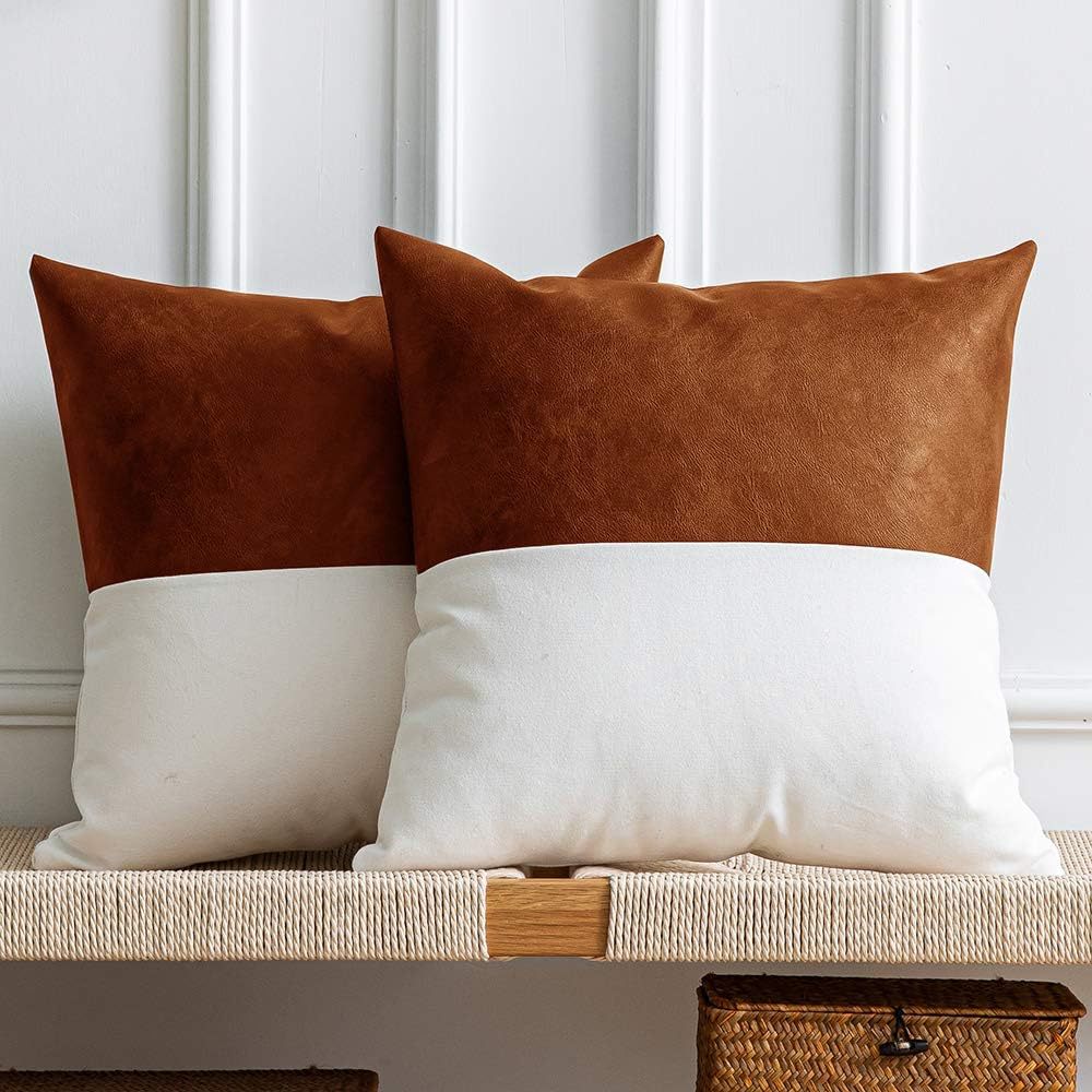 Double Stitching Leather Cushion Cover